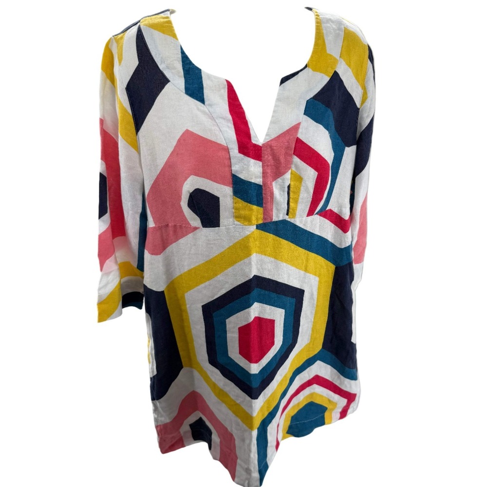 Boden Geometric 100%‎ Linen Womens Tunic Dress Size 8R*